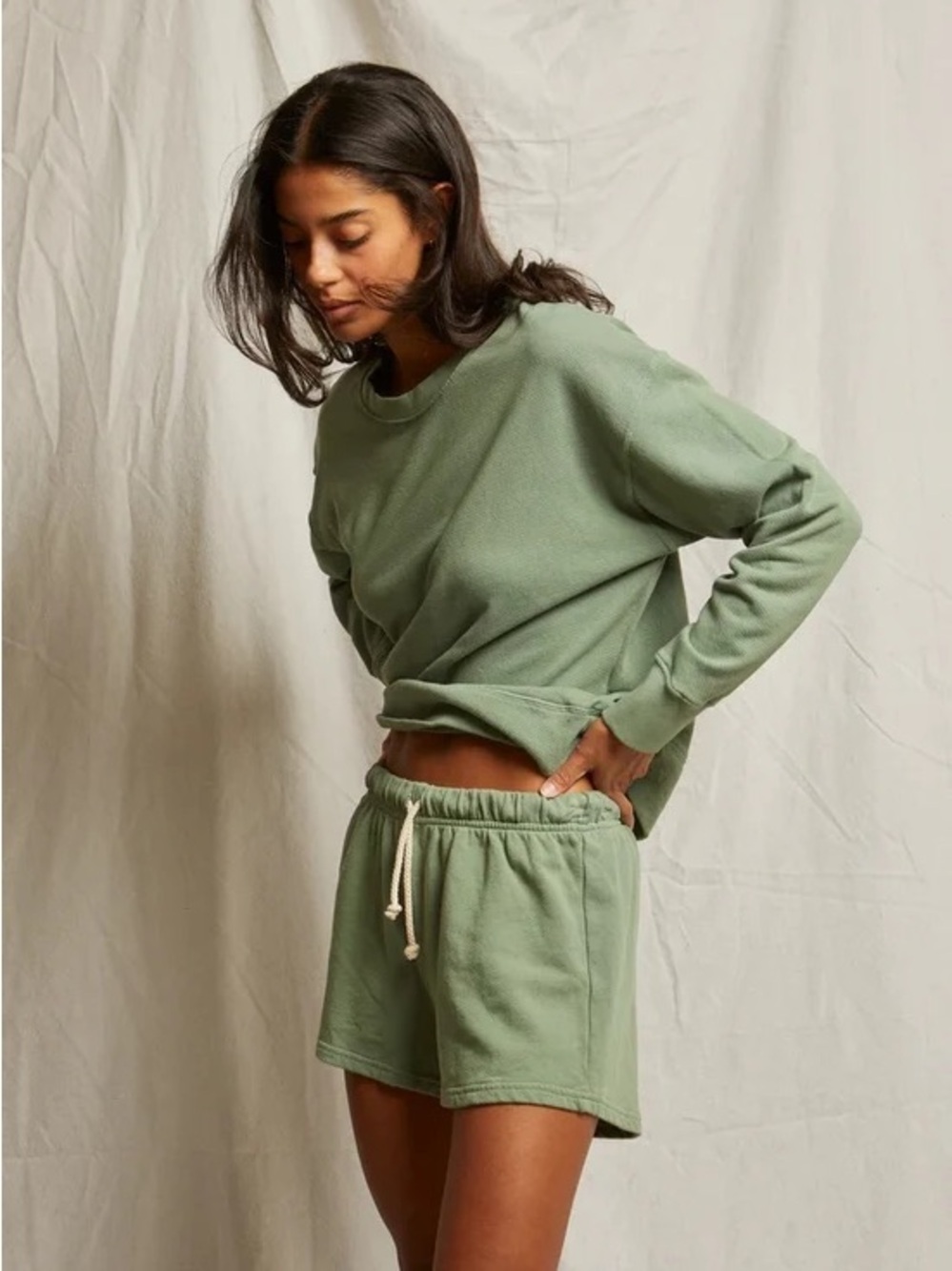 perfectwhitetee Sage Green Crewneck Sweatshirt SET